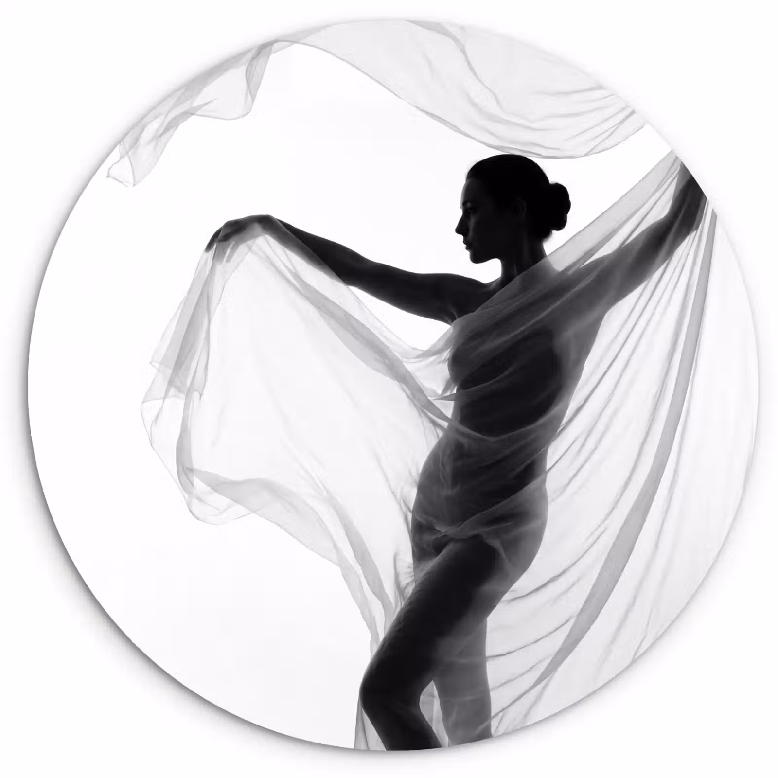 Muurcirkel - Silhouet - Sluier - Vormen - Zwart - Wit - Sensueel — 1