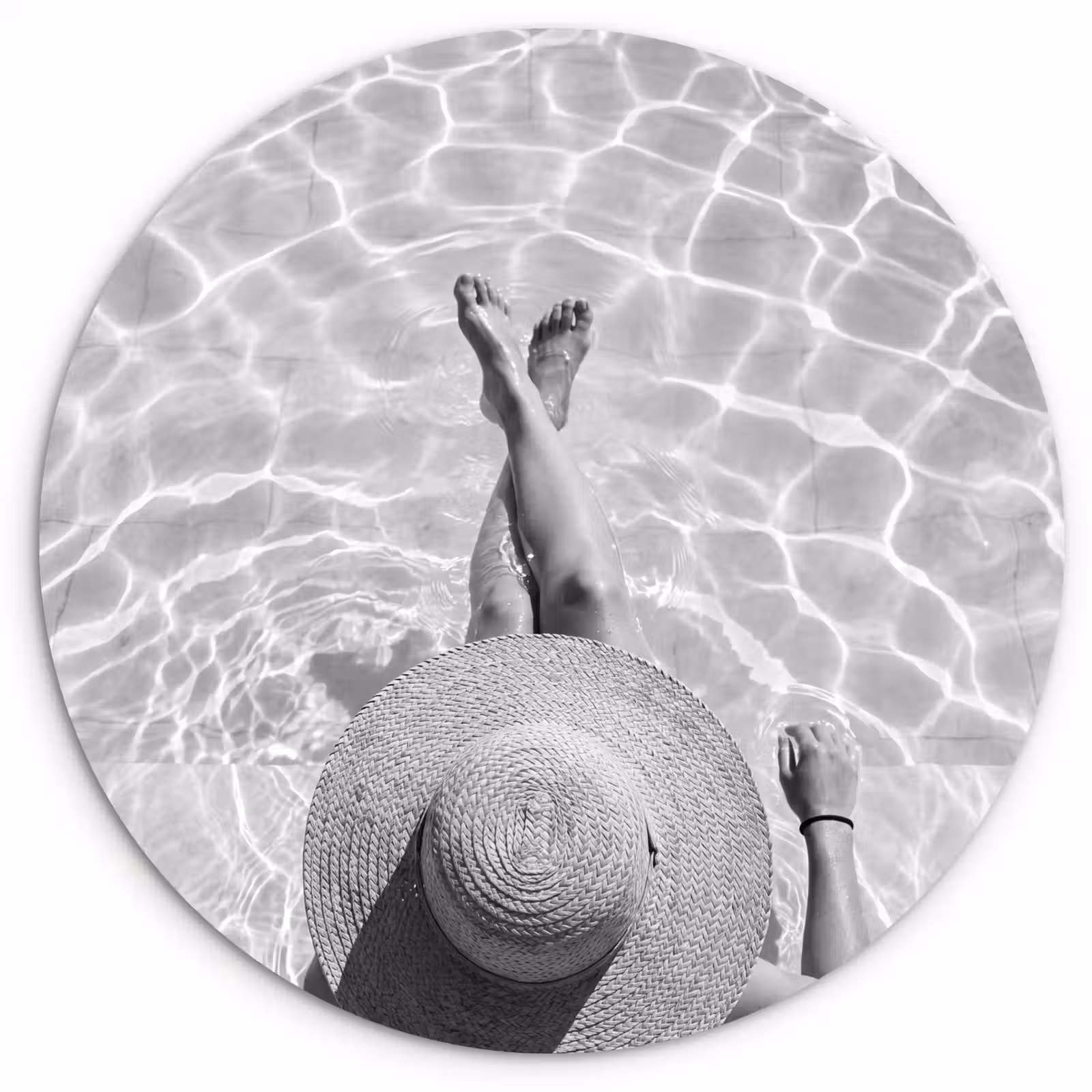 Muurcirkel - Zwembad - Hoed - Water - Zwart - Wit - Zomers — 1
