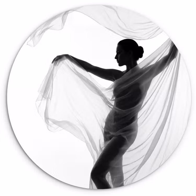 Muurcirkel - Silhouet - Sluier - Vormen - Zwart - Wit - Sensueel — 1