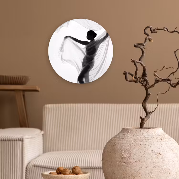 Muurcirkel - Silhouet - Sluier - Vormen - Zwart - Wit - Sensueel — 2