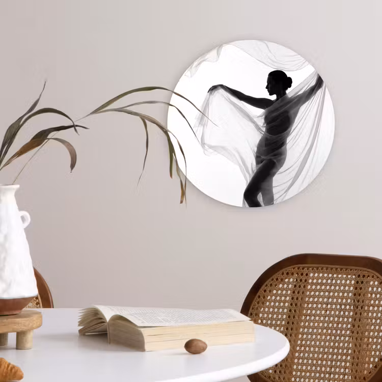 Muurcirkel - Silhouet - Sluier - Vormen - Zwart - Wit - Sensueel — 4