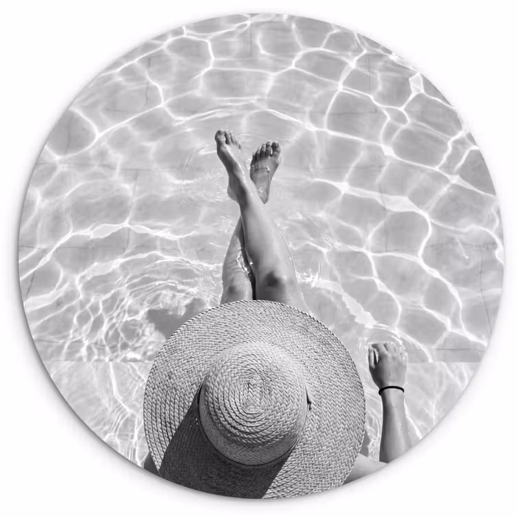 Muurcirkel - Zwembad - Hoed - Water - Zwart - Wit - Zomers — 1