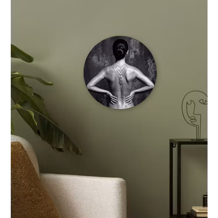 Muurcirkel - Rug - Ketting - Portret - Zwart - Wit - Glamour — 3