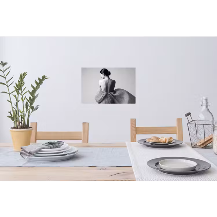 Muursticker - Vrouw - Rug - Textuur - Zwart - Wit - Elegant — 3