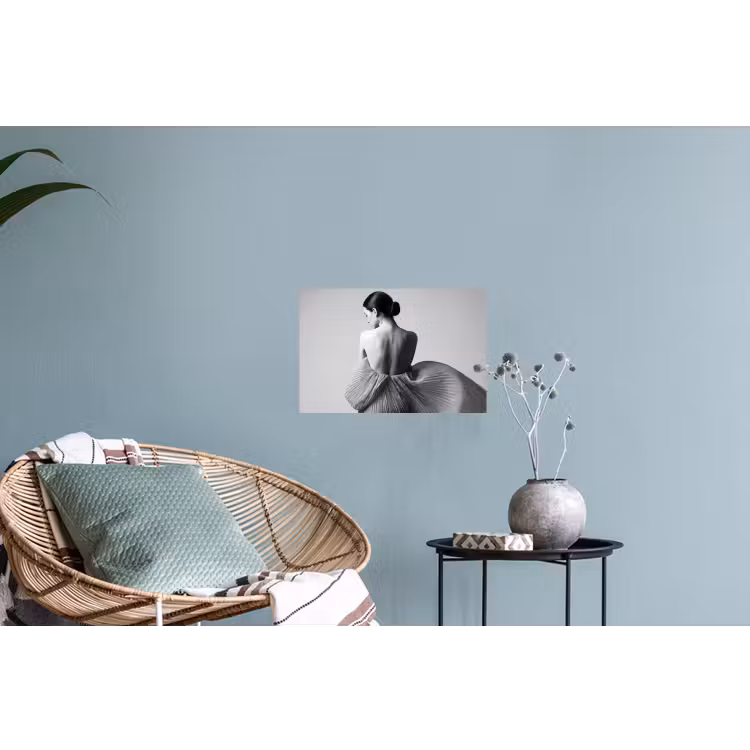 Muursticker - Vrouw - Rug - Textuur - Zwart - Wit - Elegant — 4
