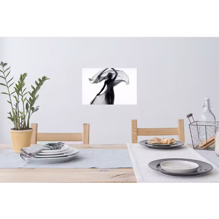 Muursticker - Vrouw - Sluier - Portret - Zwart - Wit - Artistiek — 3
