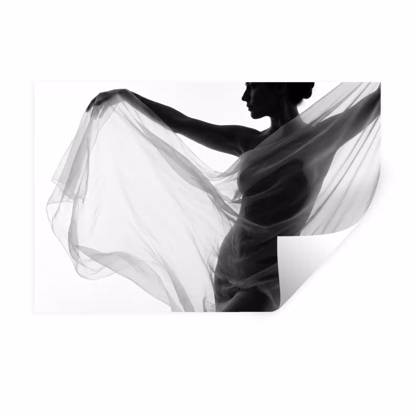 Muursticker - Silhouet - Sluier - Vormen - Zwart - Wit - Sensueel — 1