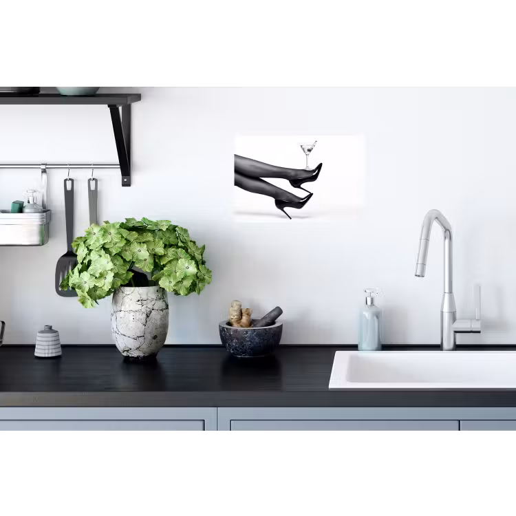 Muursticker - Benen - Hakken - Glas - Zwart - Wit - Speels — 2
