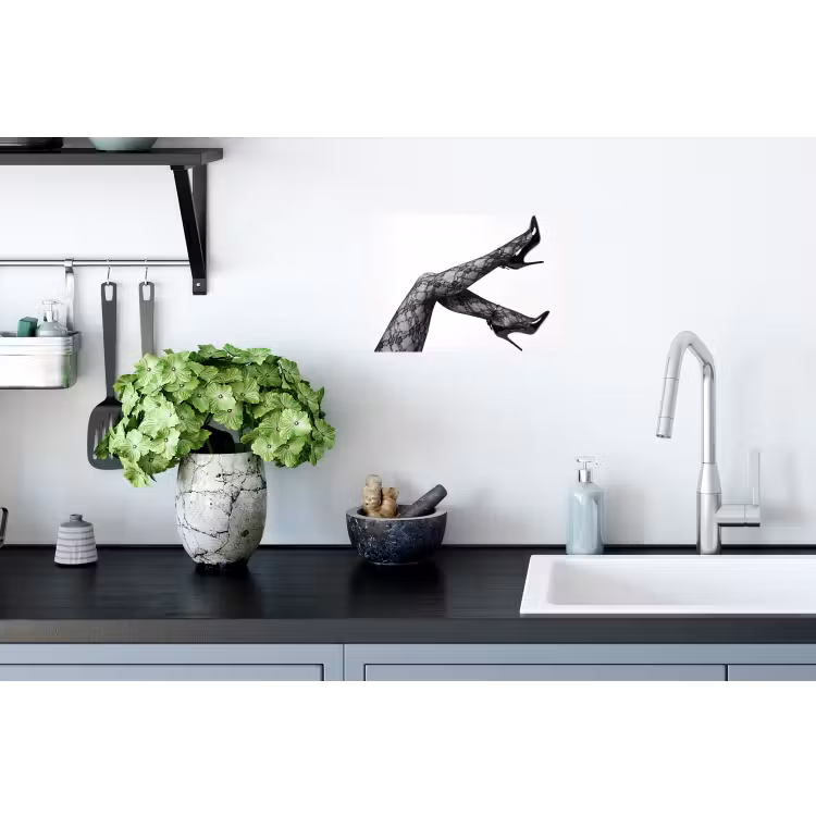 Muursticker - Benen - Kant - Hakken - Zwart - Wit - Uitdagend — 2
