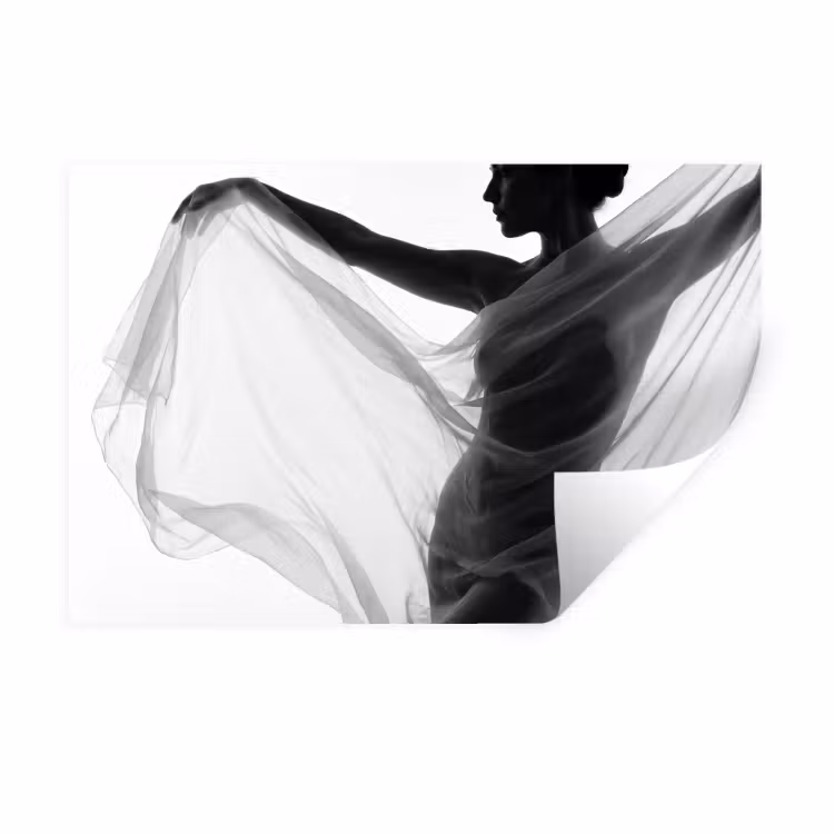 Muursticker - Silhouet - Sluier - Vormen - Zwart - Wit - Sensueel — 1