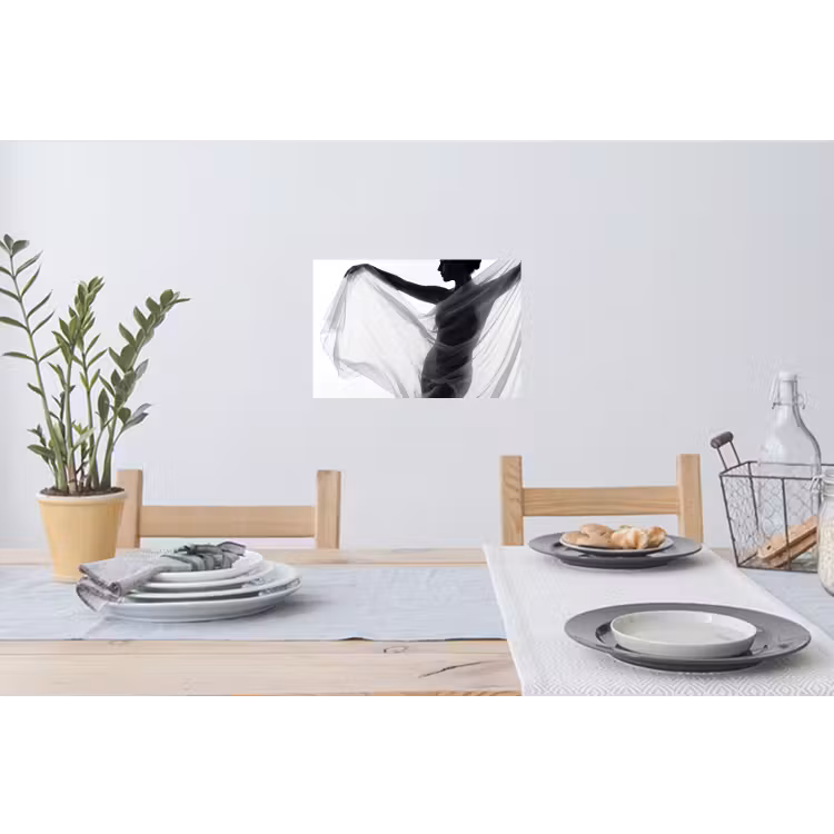 Muursticker - Silhouet - Sluier - Vormen - Zwart - Wit - Sensueel — 3