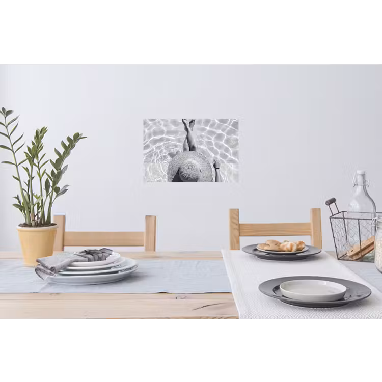 Muursticker - Zwembad - Hoed - Water - Zwart - Wit - Zomers — 3