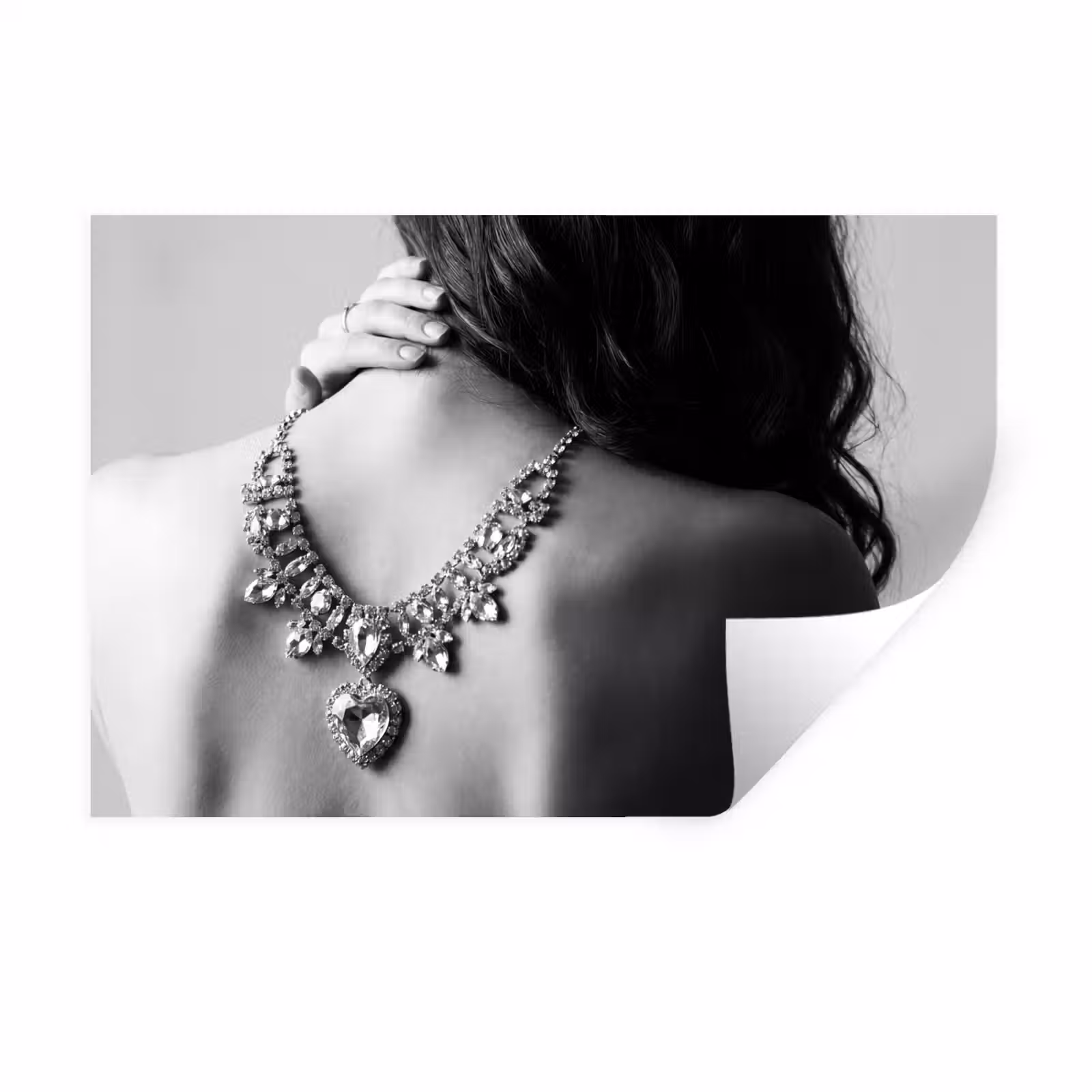 Muursticker - Vrouw - Ketting - Fashion - Zwart - Wit — 1