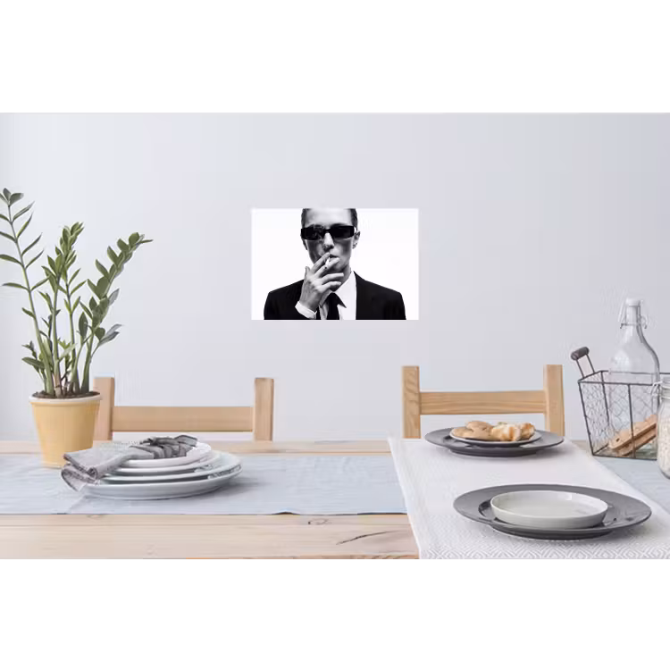 Muursticker - Portret - Pak - Roken - Zwart - Wit - Stoer — 3