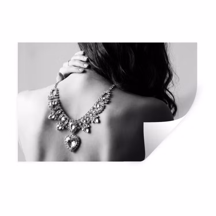 Muursticker - Vrouw - Ketting - Fashion - Zwart - Wit — 1