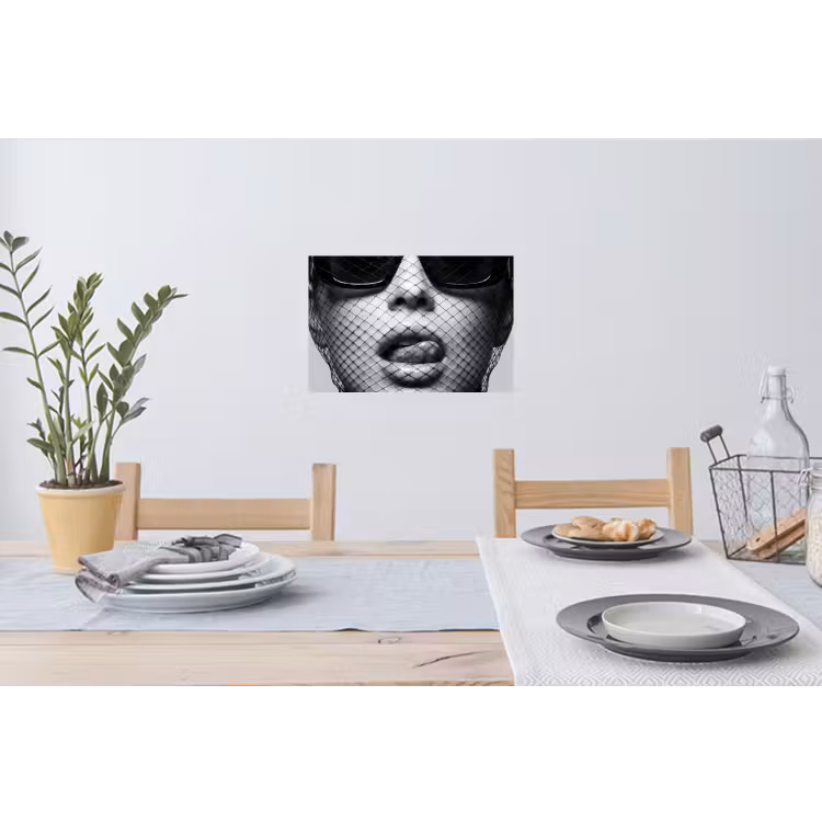 Muursticker - Vrouw - Net - Mysterieus - Zwart - Wit — 3