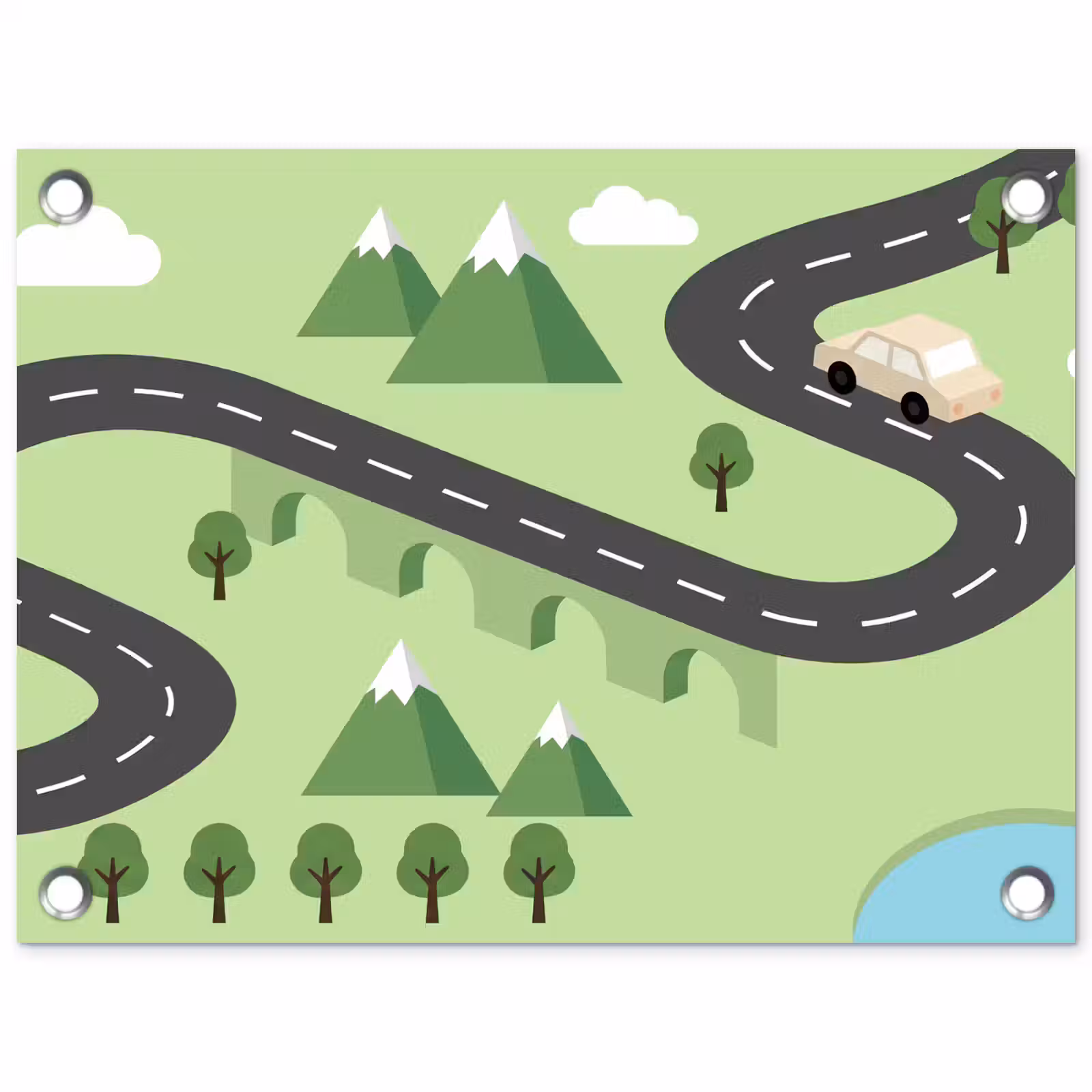Tuinposter - Auto - Bergweg - Natuur - Illustratie — 1