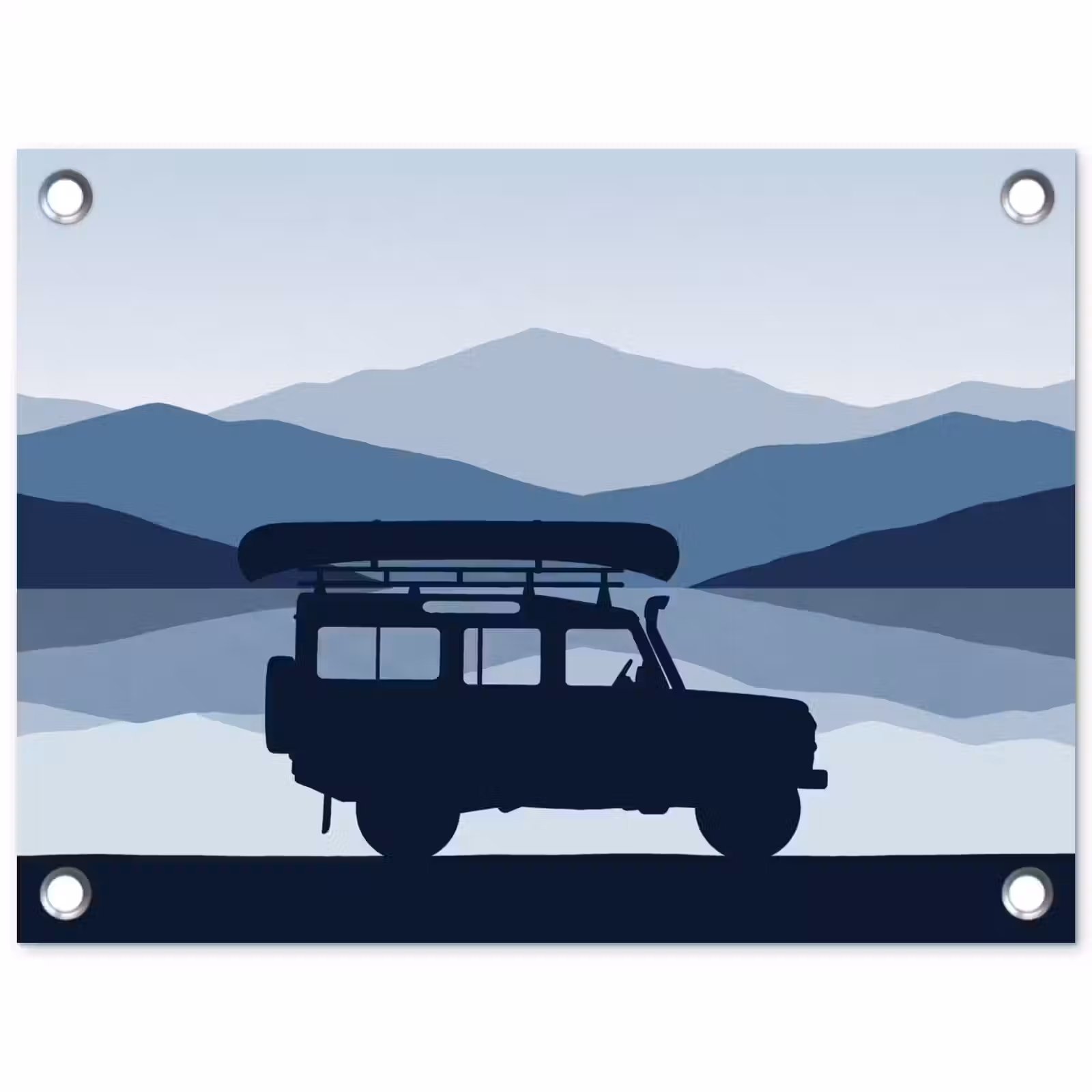 Tuinposter - Auto - Meer - Bergen - Blauw — 1