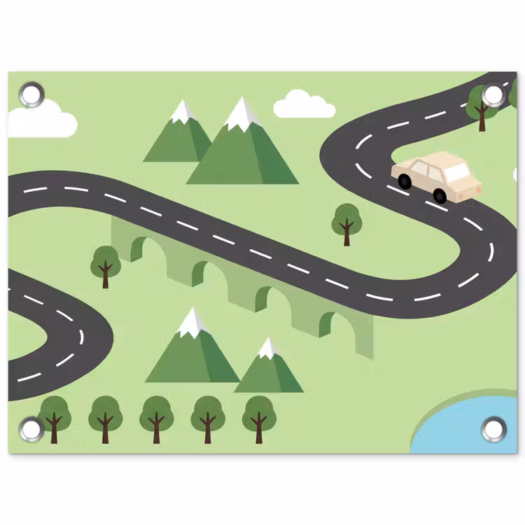 Tuinposter - Auto - Bergweg - Natuur - Illustratie — 1