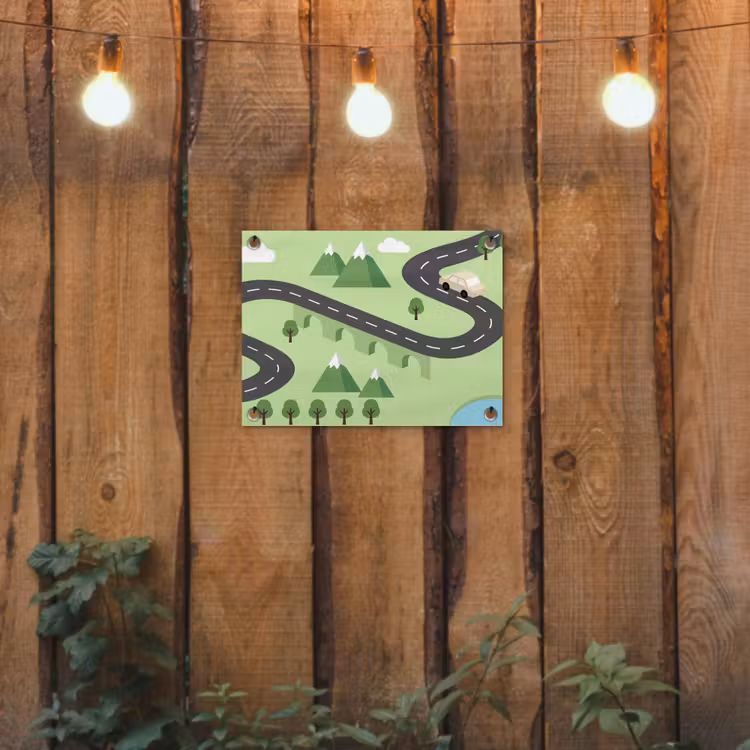 Tuinposter - Auto - Bergweg - Natuur - Illustratie — 2