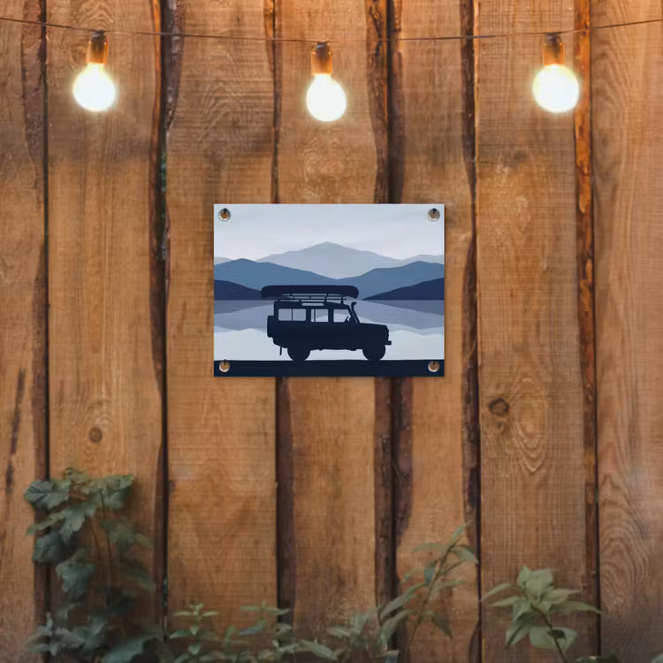 Tuinposter - Auto - Meer - Bergen - Blauw — 2