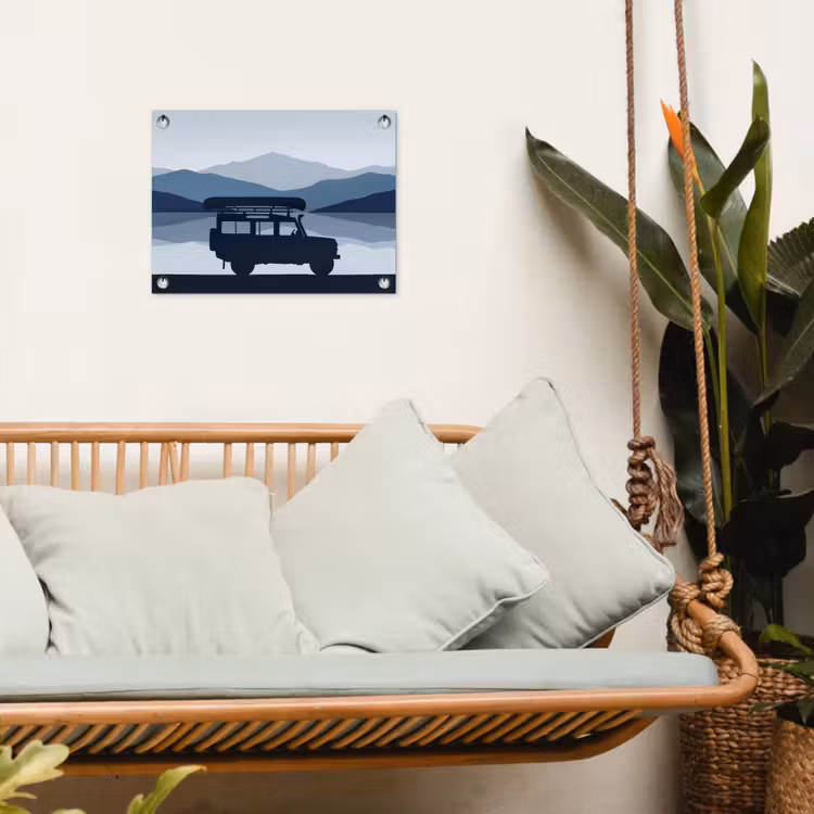 Tuinposter - Auto - Meer - Bergen - Blauw — 5