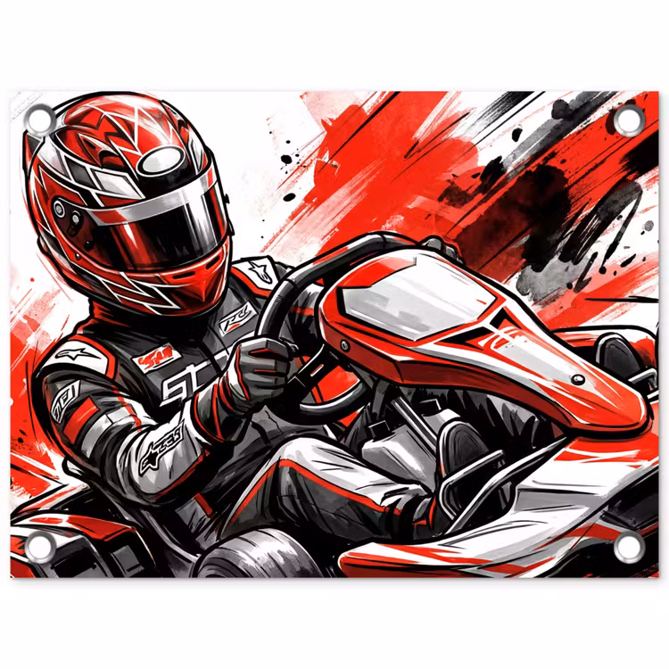Tuinposter - Kart - Coureur - Snelheid - Rood — 1
