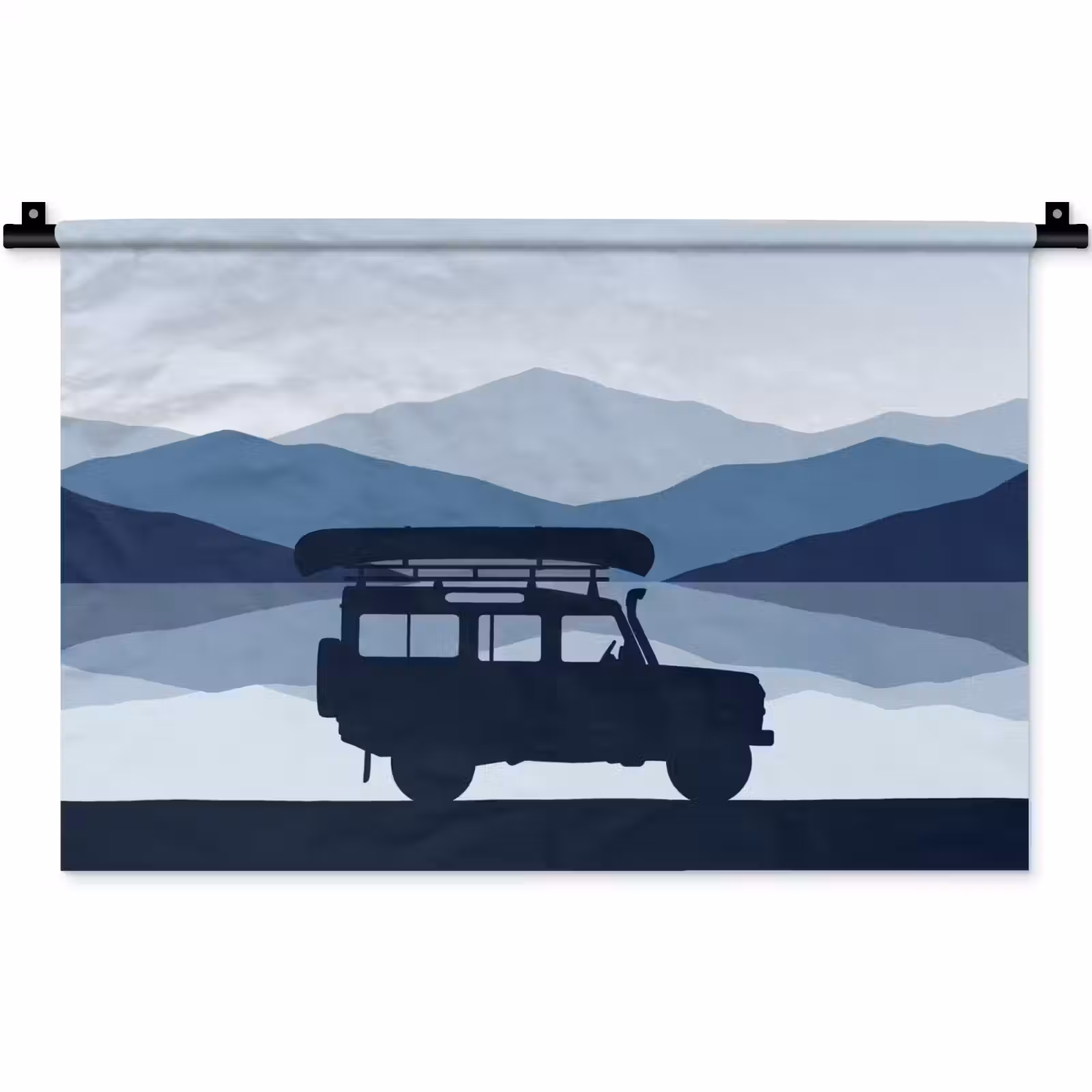 Wandkleed - Auto - Meer - Bergen - Blauw — 1