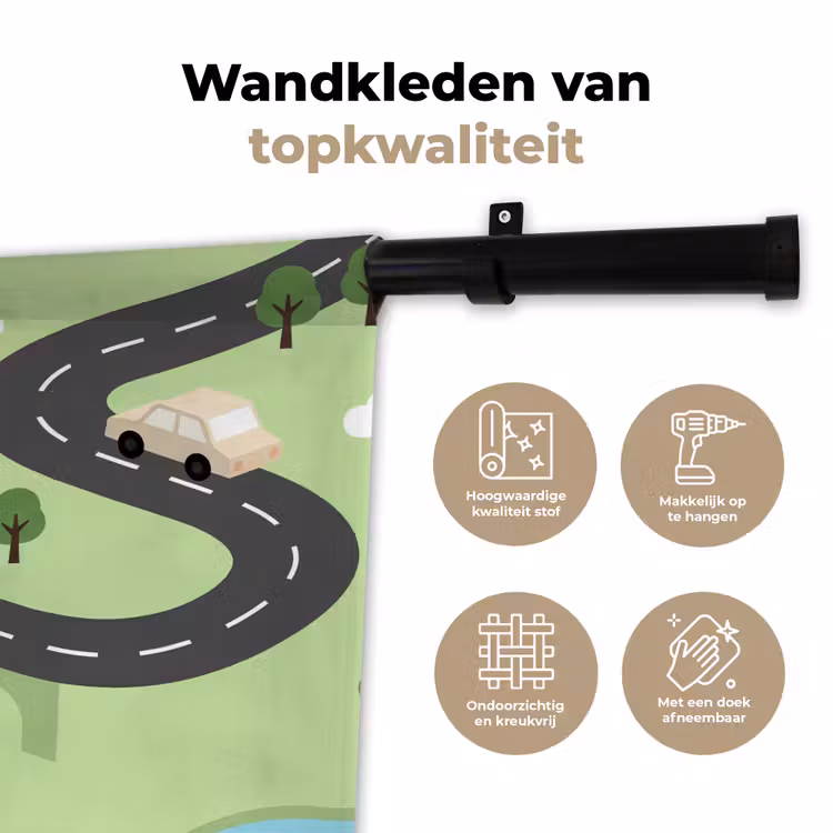 Wandkleed - Auto - Bergweg - Natuur - Illustratie — 3