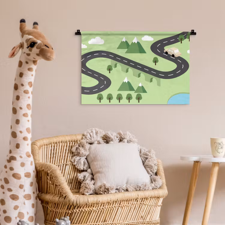 Wandkleed - Auto - Bergweg - Natuur - Illustratie — 5