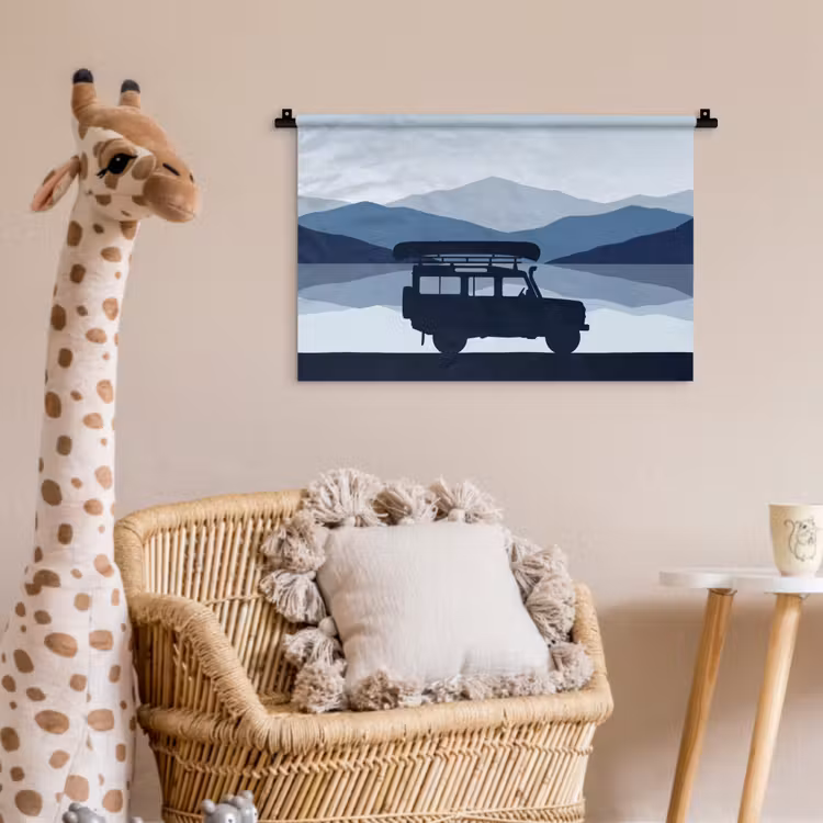 Wandkleed - Auto - Meer - Bergen - Blauw — 5