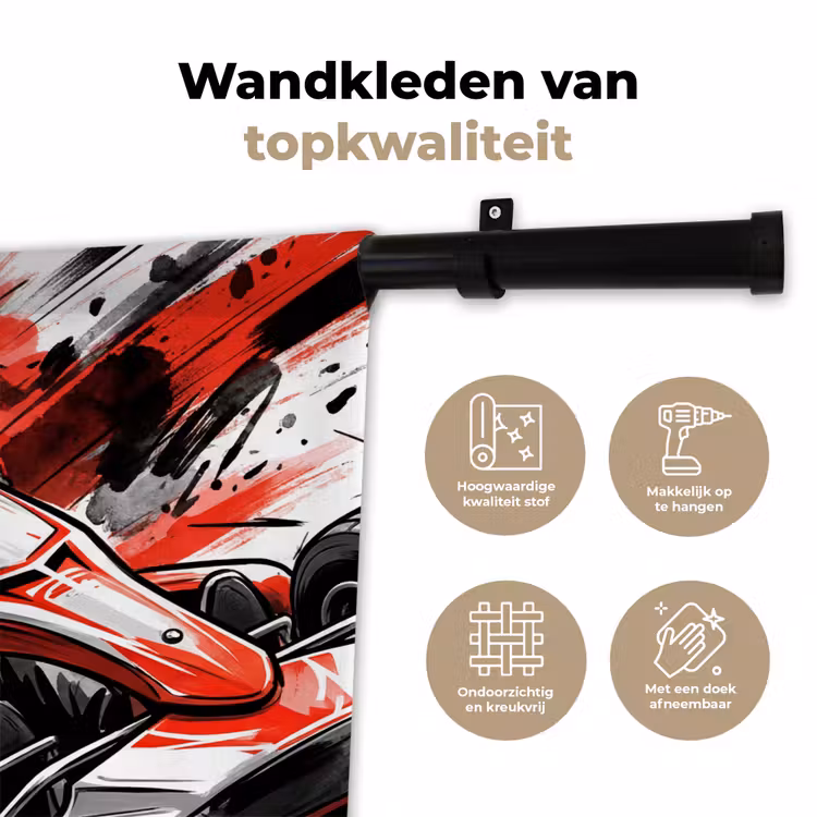Wandkleed - Kart - Coureur - Snelheid - Rood — 3