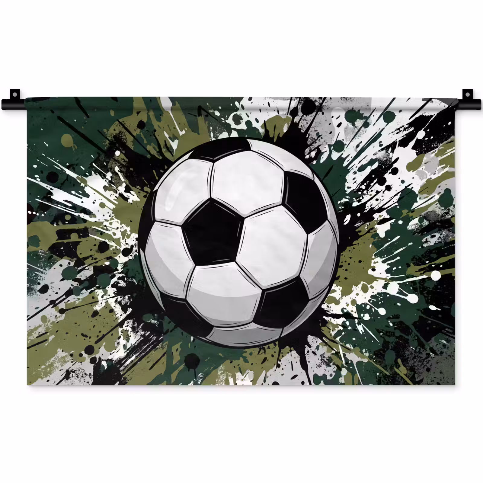 Wandkleed - Voetbal - Verf - Spetters - Groen — 1