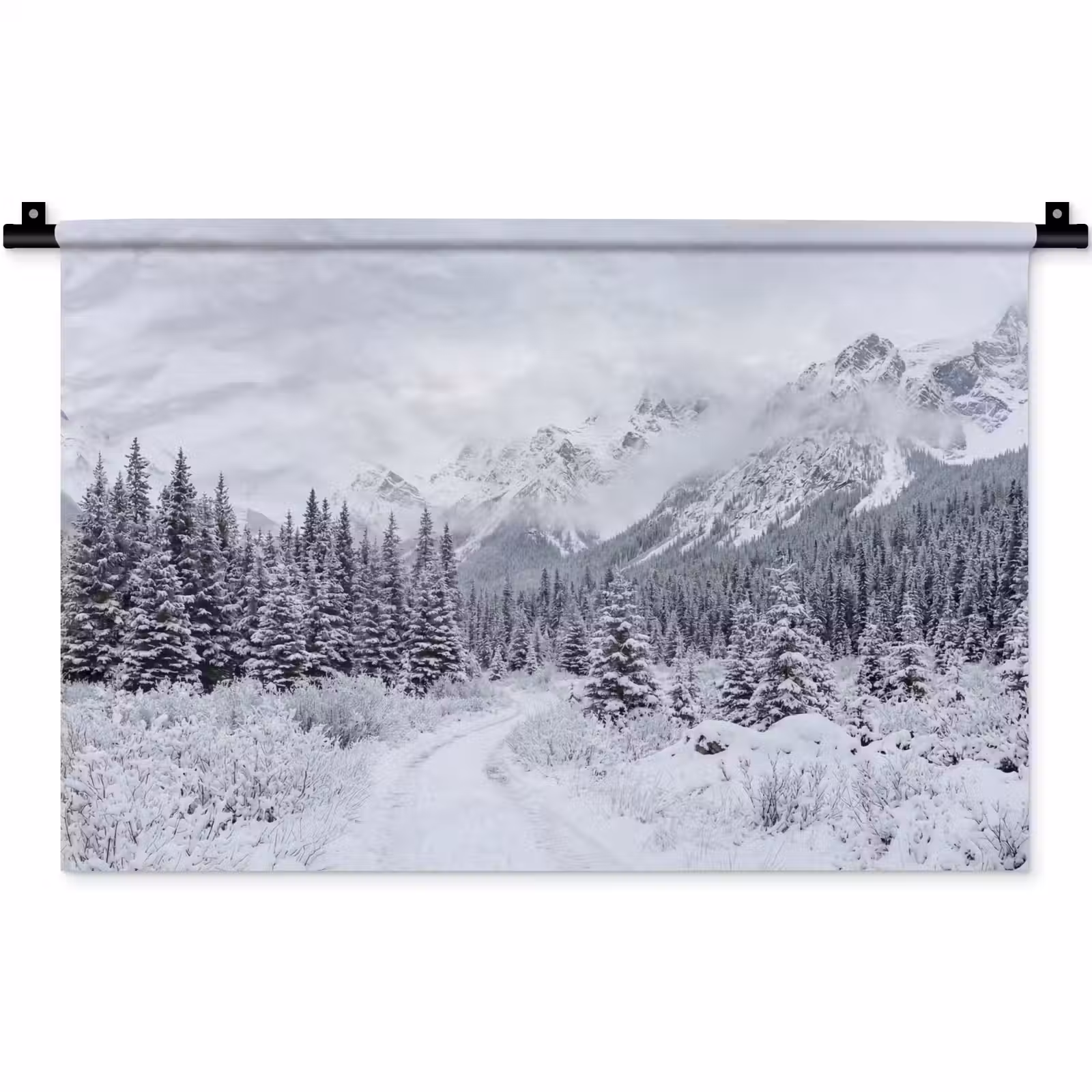 Wandkleed - Weg - Bergen - Sneeuw - Naaldbos - Avontuurlijk — 1