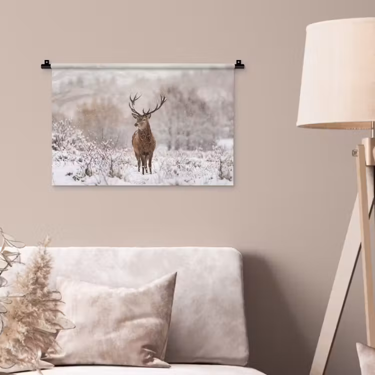 Wandkleed - Edelhert - Bos - Sneeuw - Winter - Majestueus — 2