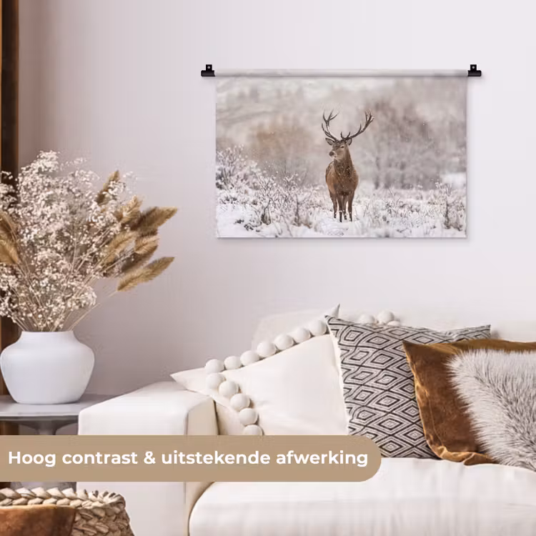 Wandkleed - Edelhert - Bos - Sneeuw - Winter - Majestueus — 4