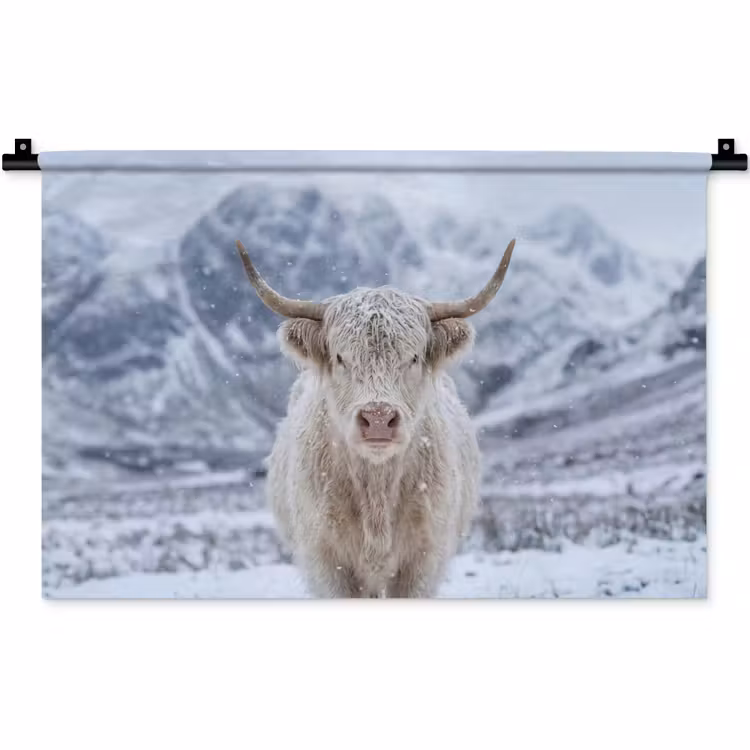 Wandkleed - Schotse Hooglander - Sneeuw - Bergen - Winter — 1