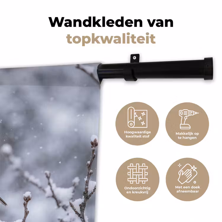 Wandkleed - Vogel - Tak - Sneeuw - Winter — 3