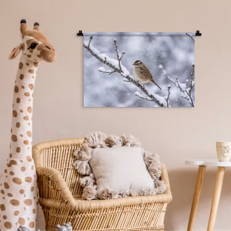 Wandkleed - Vogel - Tak - Sneeuw - Winter — 5