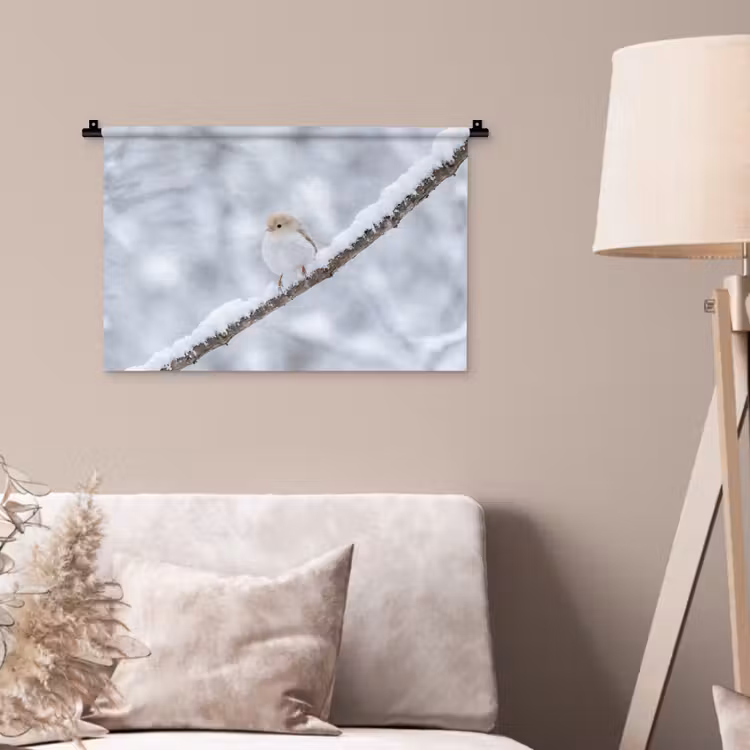 Wandkleed - Vogeltje - Sneeuw - Tak - Winter - Zacht — 2