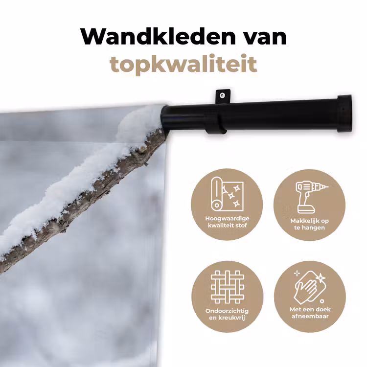 Wandkleed - Vogeltje - Sneeuw - Tak - Winter - Zacht — 3