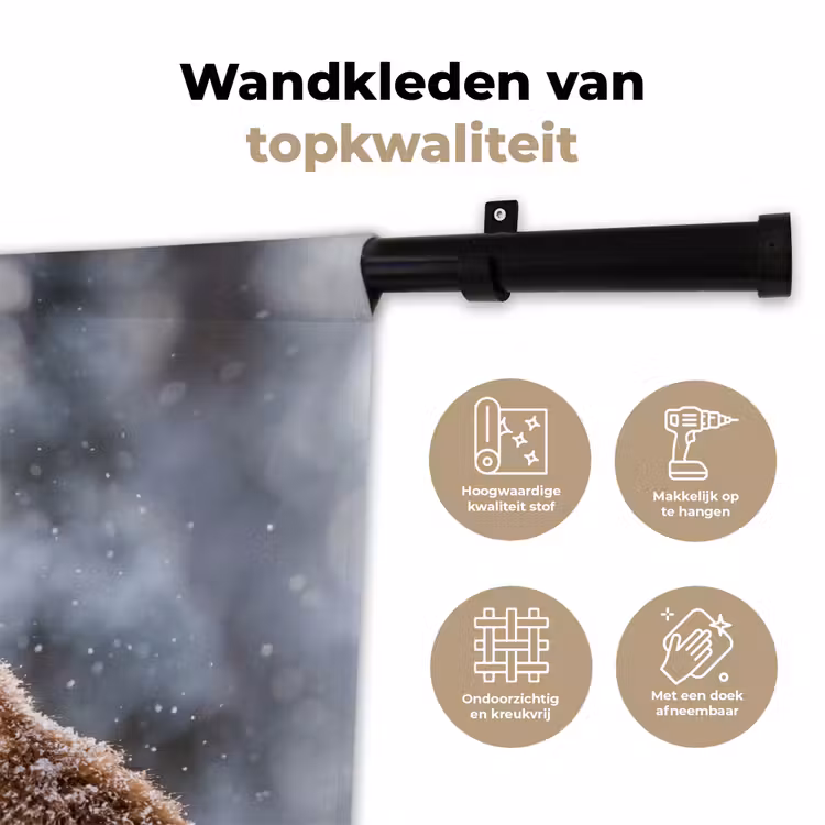 Wandkleed - Vos - Sneeuwval - Portret - Winter - Sfeervol — 3