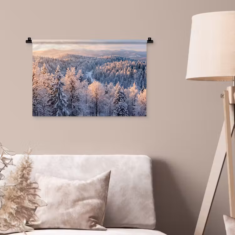 Wandkleed - Bos - Bergen - Goud - Winter - Warm — 2