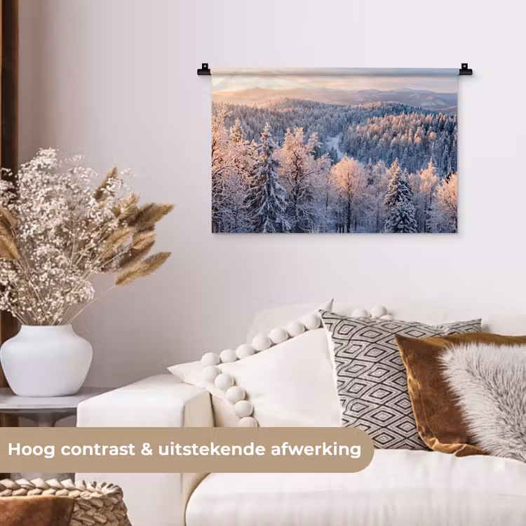Wandkleed - Bos - Bergen - Goud - Winter - Warm — 4