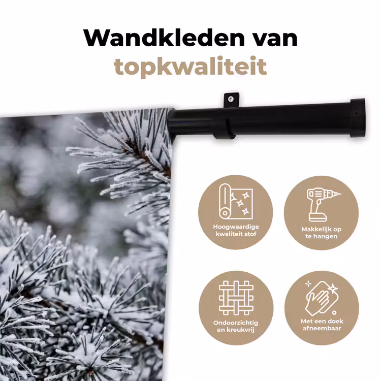 Wandkleed - Dennenappel - Tak - Sneeuw - Winter - Sfeervol — 3
