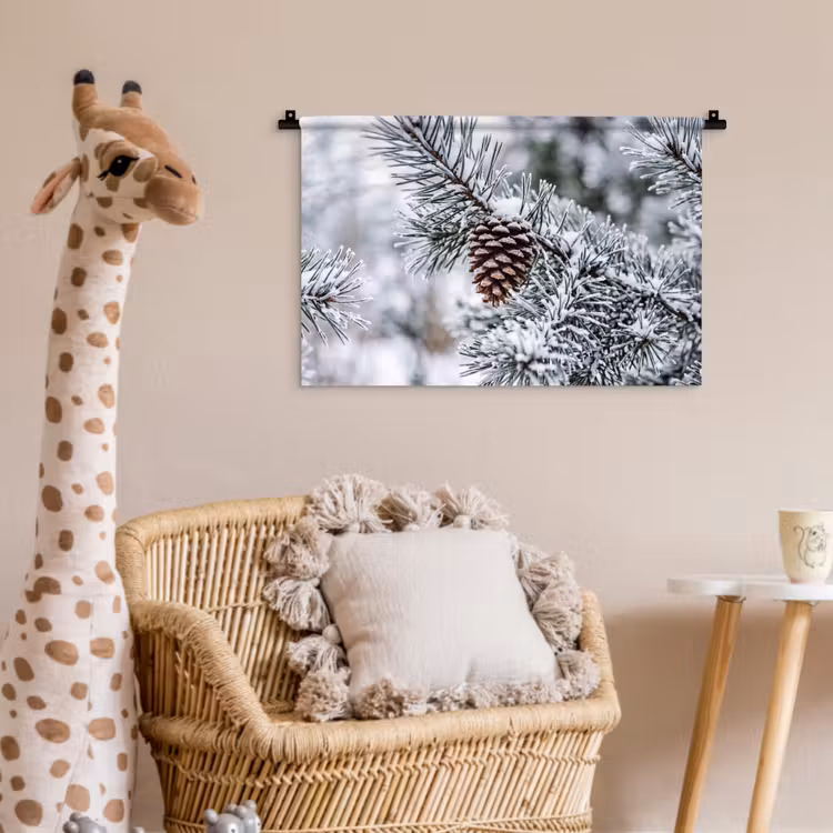 Wandkleed - Dennenappel - Tak - Sneeuw - Winter - Sfeervol — 5