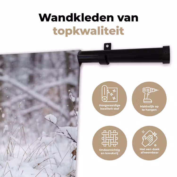 Wandkleed - Hert - Sneeuw - Bos - Dieren - Vertederend — 3
