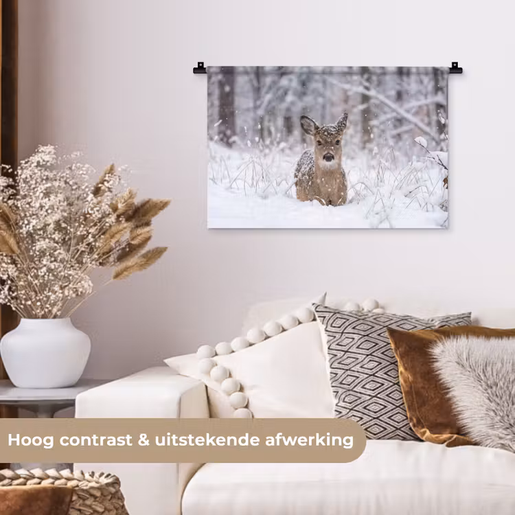 Wandkleed - Hert - Sneeuw - Bos - Dieren - Vertederend — 4