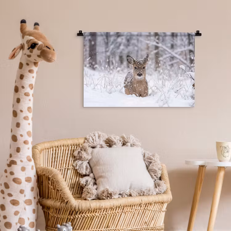 Wandkleed - Hert - Sneeuw - Bos - Dieren - Vertederend — 5