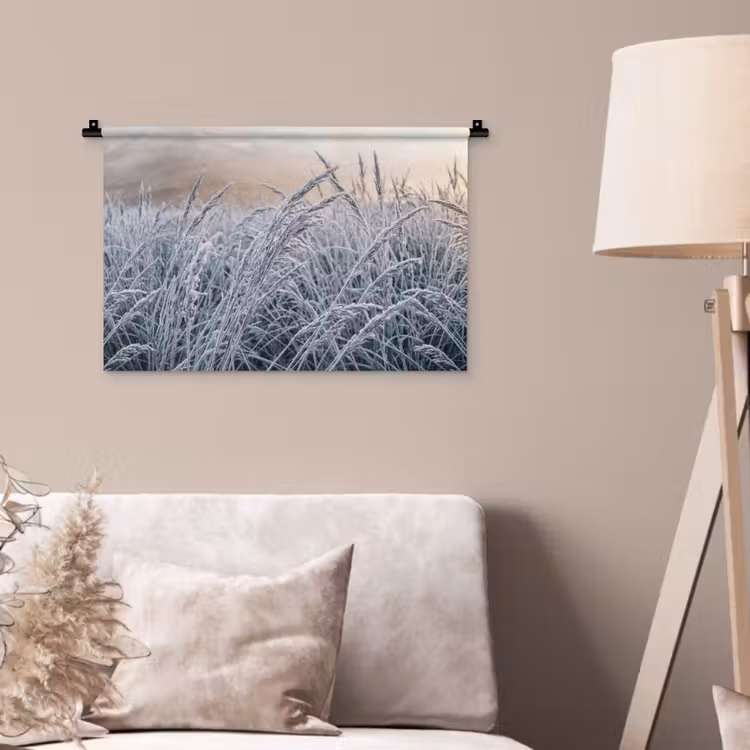 Wandkleed - Rijp - Gras - Kristallen - Winter - Minimalistisch — 2